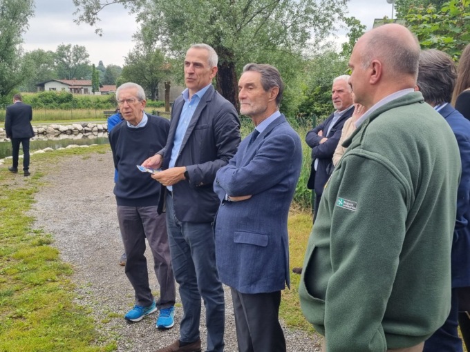 Il governatore Attilio Fontana in visita al lago di Sartirana TUTTE LE FOTO