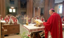 I preti ordinati nel 1964 uniti in preghiera alla Madonna del Bosco