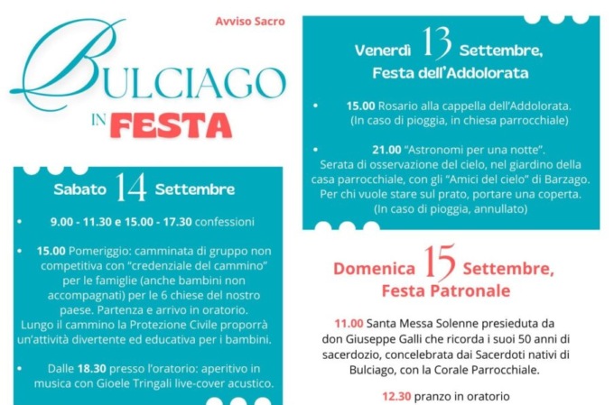 Per la festa patronale di Bulciago tornano anche i rioni