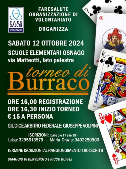 Pronto a tornare il Torneo di burraco con Faresalute