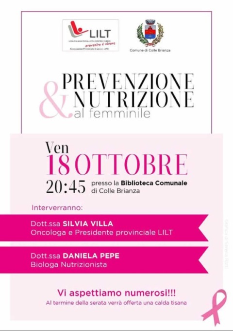 Una serata sulla “Prevenzione e nutrizione al femminile” con la Lilt