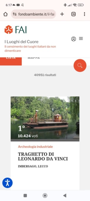 Il traghetto di Imbersago è primo in classifica al concorso del Fai!