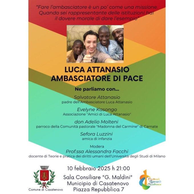 Una serata per ricordare Luca Attanasio, ambasciatore di pace