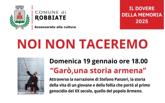 “Noi non taceremo”: tanti eventi a Robbiate per la Giornata della memoria