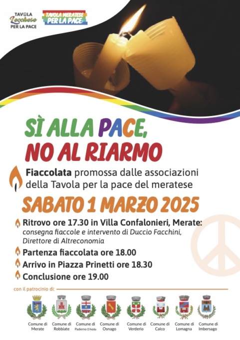 Tutto pronto per la Fiaccolata della pace delle associazioni meratesi