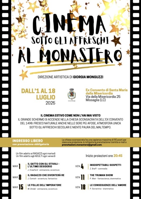 “Cinema sotto gli Affreschi”, un’esperienza cinematografica unica