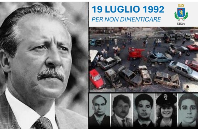 Anniversario della strage di via d’Amelio, il Municipio si tinge di rosso