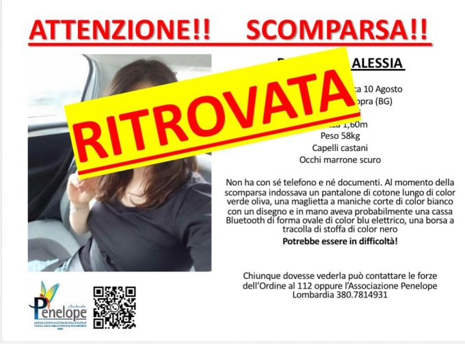 Ritrovata la quindicenne scomparsa: sta bene