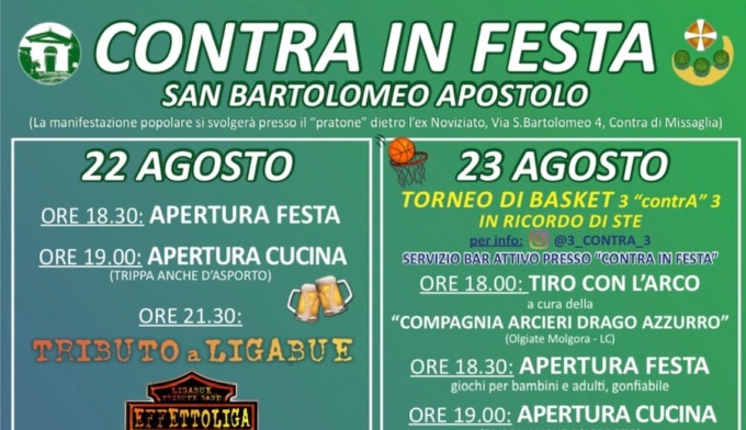 Torna “Contra in Festa”: musica, divertimento e buon cibo assicurati