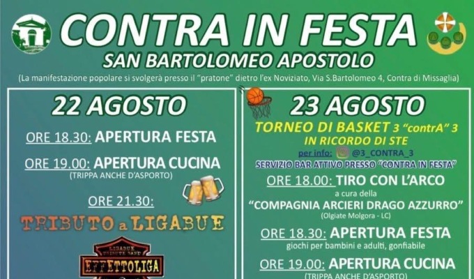 Missaglia: stasera si apre “Contra in festa”