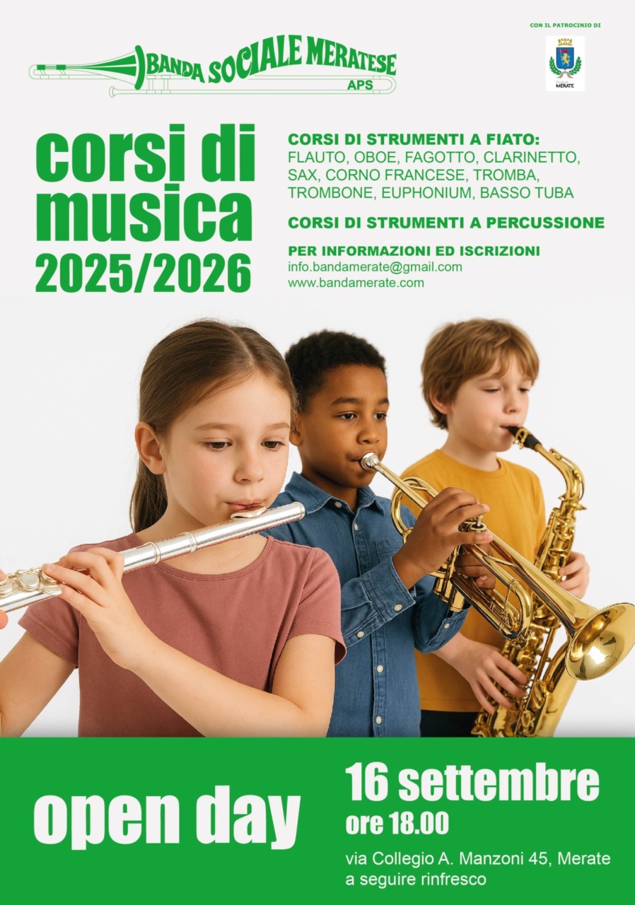 La musica che unisce: aperte le iscrizioni ai corsi della Banda Sociale Meratese 2025/2026