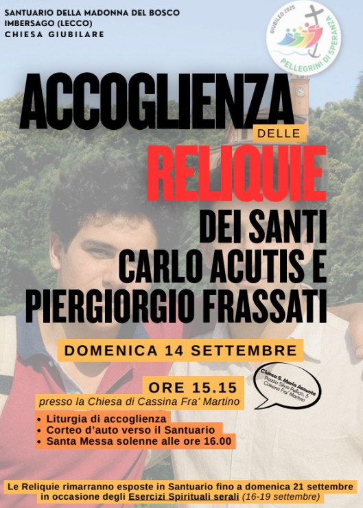 La Madonna del Bosco accoglie le reliquie dei santi Carlo Acutis e Piergiorgio Frassati