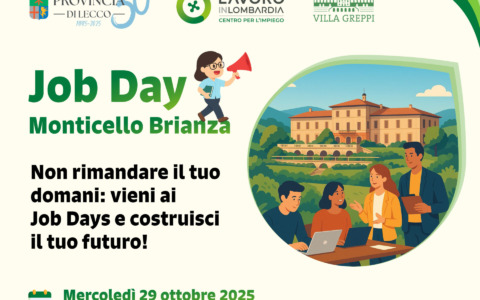 Provincia di Lecco, in arrivo il Job Day a Monticello Brianza