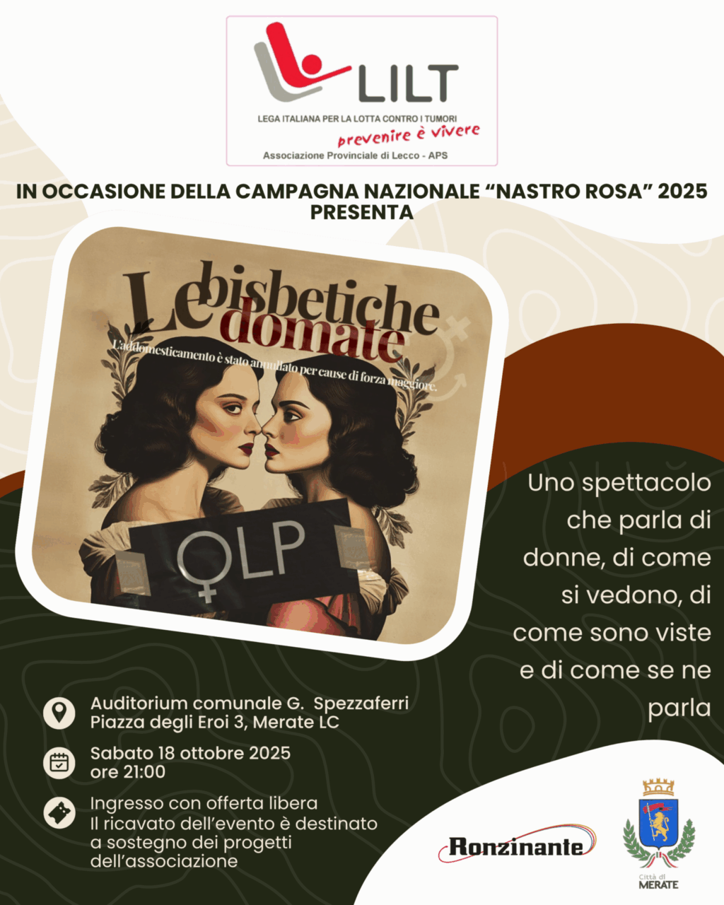 Ottobre rosa, a Merate uno spettacolo per la Lilt