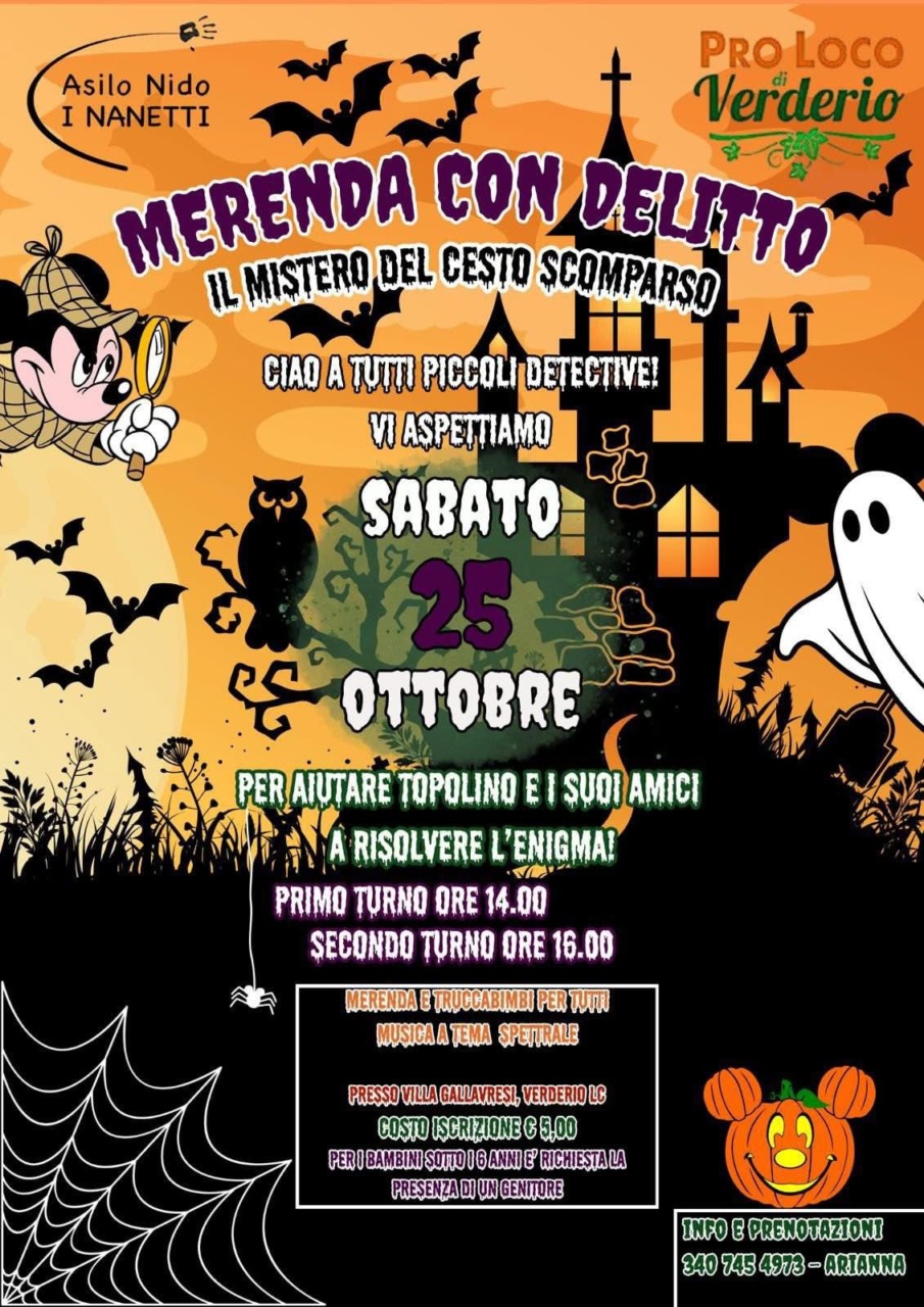 “Merenda con delitto”: con la Pro Loco Verderio un Halloween all’insegna del divertimento per i piccoli detective