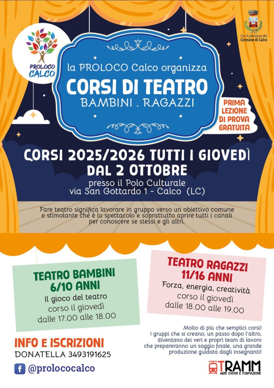 Tornano i corsi di teatro con Pro Loco Calco