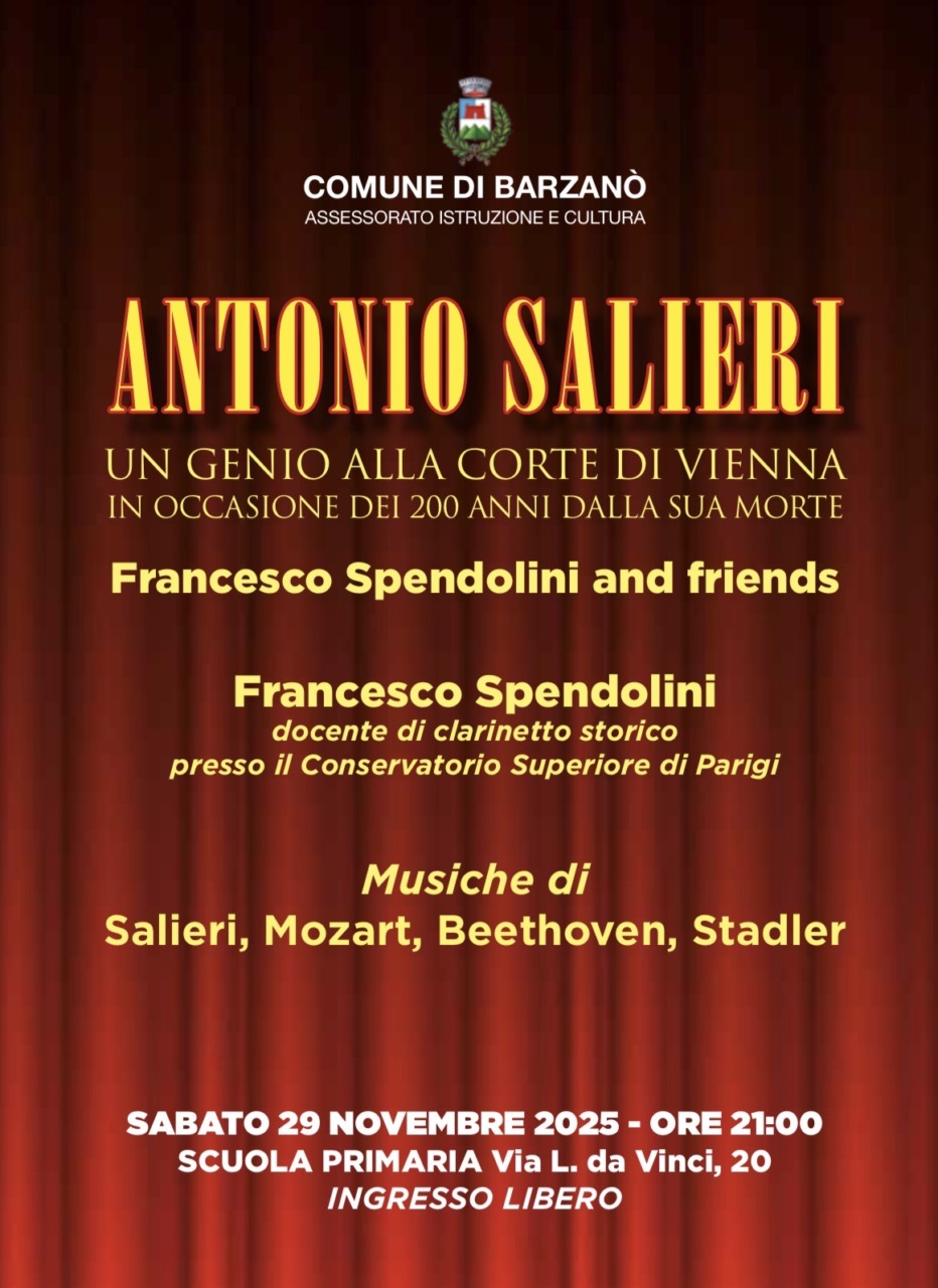 Barzanò celebra in concerto i 200 anni della morte del compositore Antonio Salieri