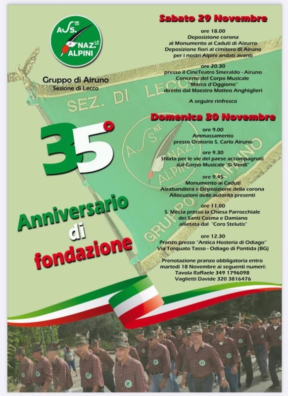Gli Alpini di Airuno festeggiano 35 anni di attività
