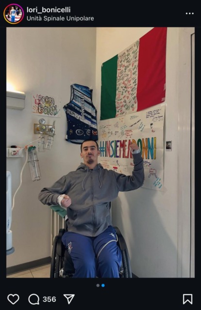 Dopo il grave infortunio Lorenzo Bonicelli saluta i fan sui social: “Insieme a voi”