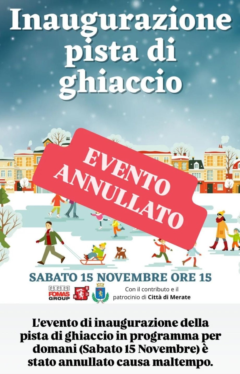 Annullata l’inaugurazione della pista di pattinaggio sul ghiaccio di Merate