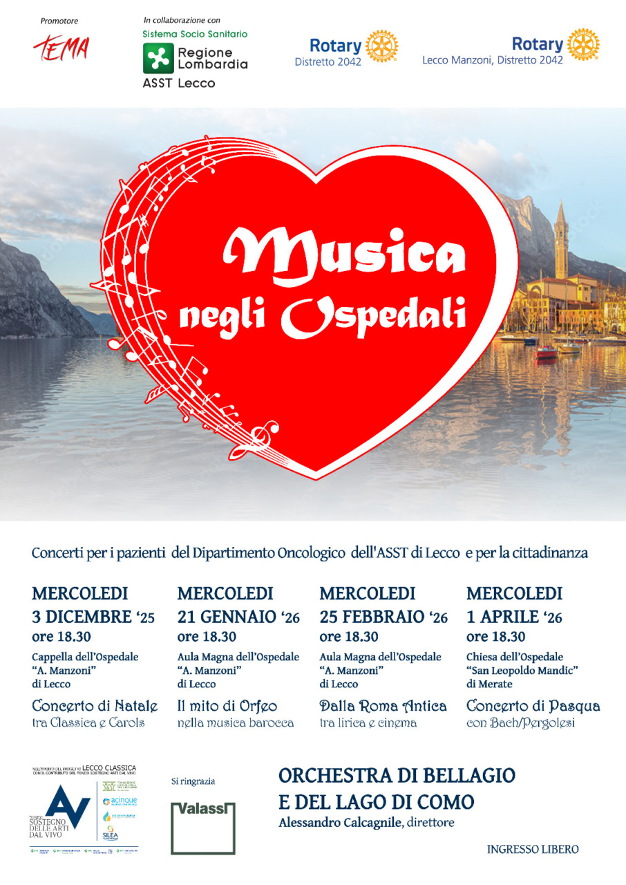 Musica negli Ospedali: il 3 dicembre il Concerto di Natale nella Cappella dell’Ospedale Manzoni