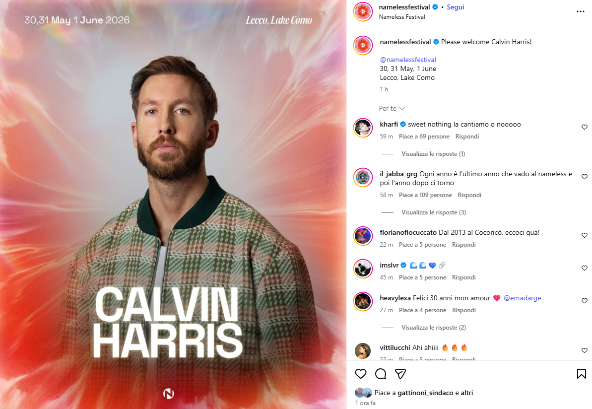 Calvin Harris a Lecco: sarà al Nameless Festival