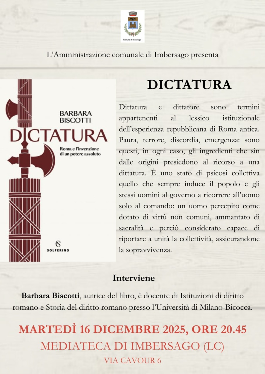 “Dictatura”, il 16 dicembre la presentazione del libro della Prof.ssa Barbara Biscotti