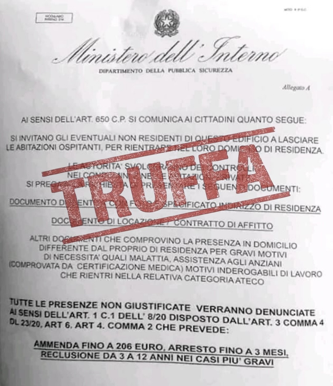 Truffe, falso volantino del Ministero dell’Interno segnalato dalla Polizia di Stato