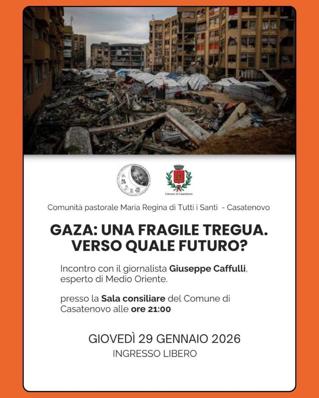 “Gaza: una fragile tregua. Verso quale futuro?”: incontro a Casatenovo