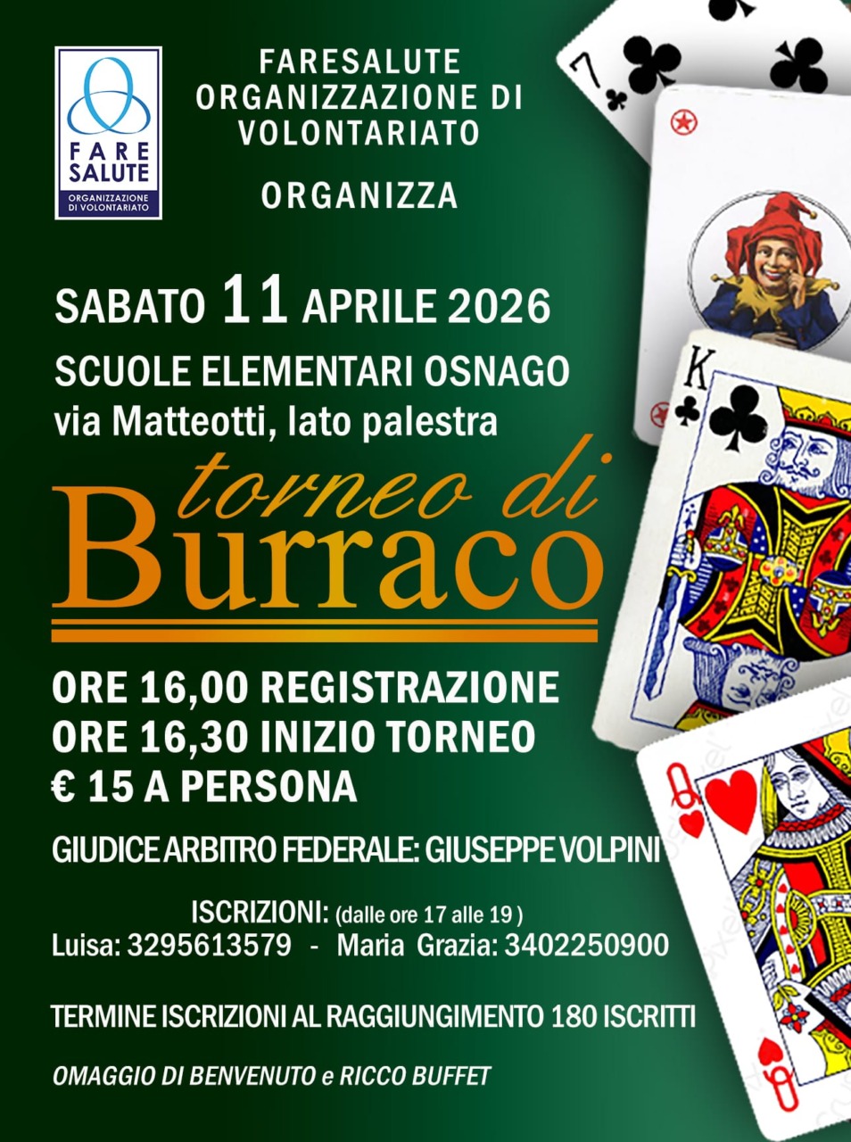 Carte in mano: torna l’appuntamento con il torneo di burraco di Faresalute