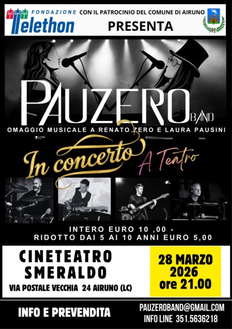 PauZero Band in concerto ad Airuno per sostenere Telethon