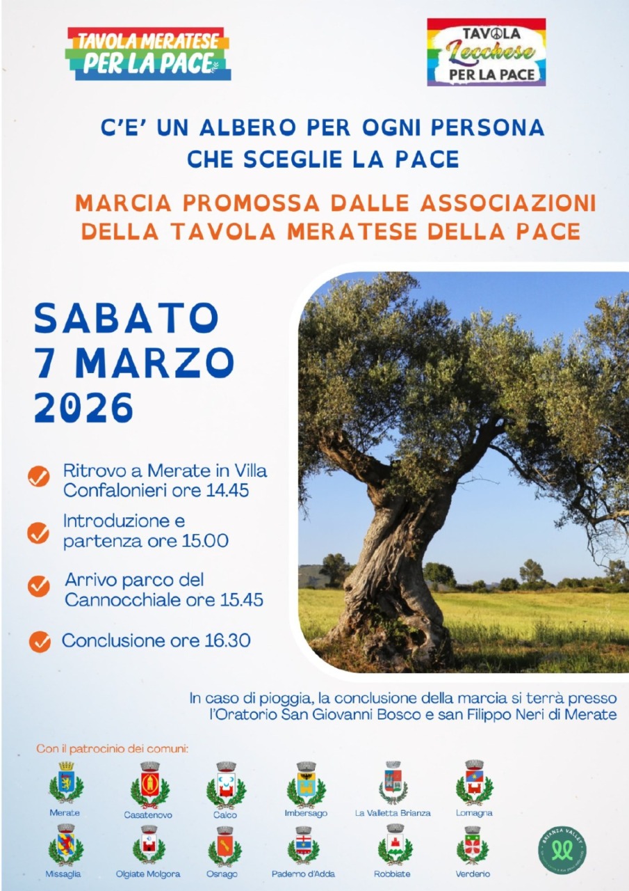 Marcia per la pace, domani l’iniziativa a Merate