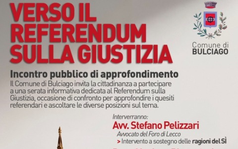 Verso il referendum sulla giustizia: a Bulciago una serata per capire le ragioni del Sì e del No