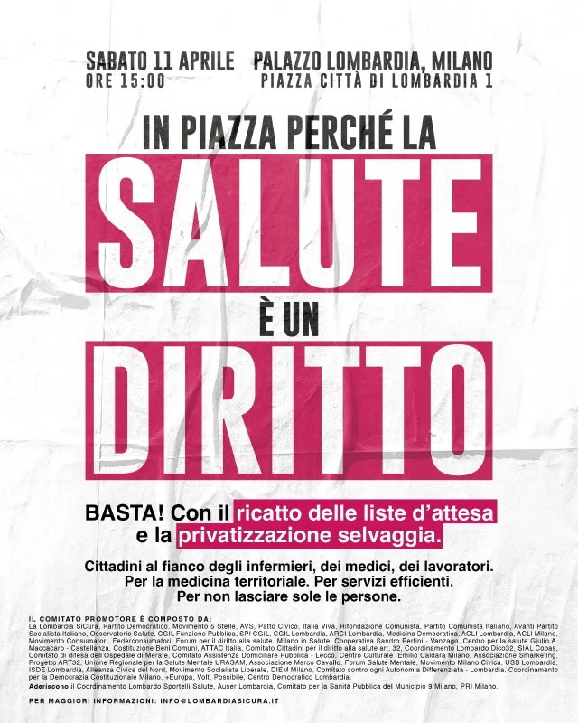 La salute è un diritto: anche gli Sportelli aderiscono alla manifestazione di sabato