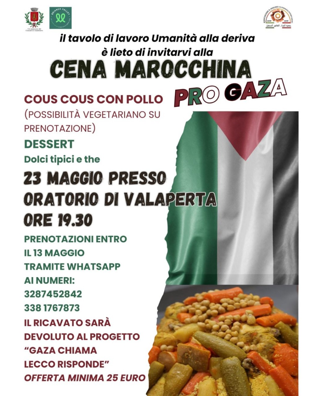 Casatenovo: in oratorio una cena marocchina pro Gaza