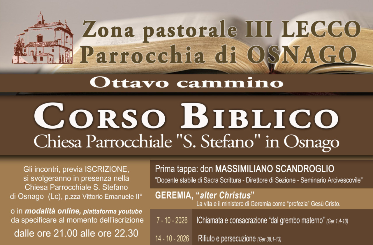Parrocchia di Osnago: al via l’8° Corso Biblico